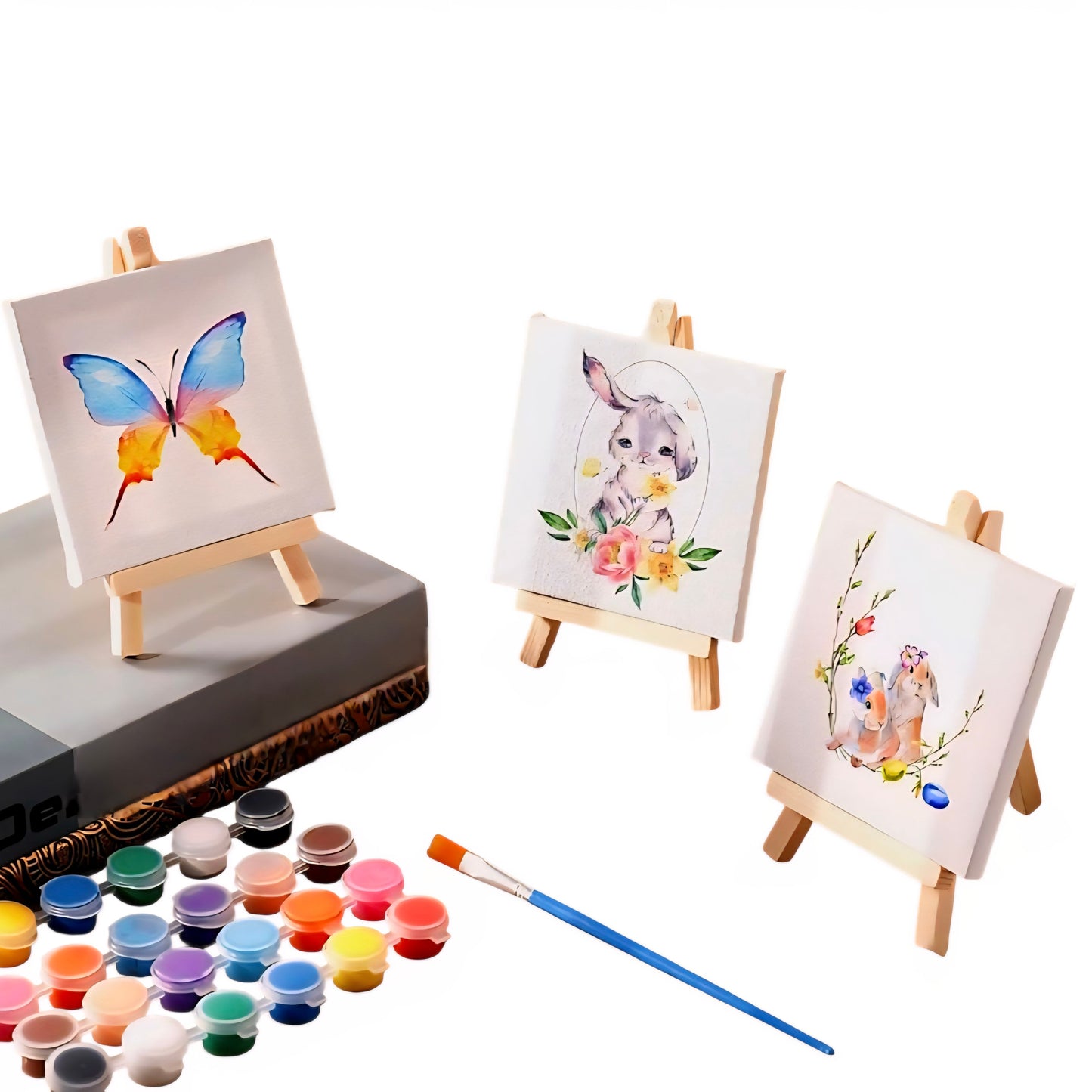 Mini Art Canvases & Wood Easel 4 x 6 or 5 x 7