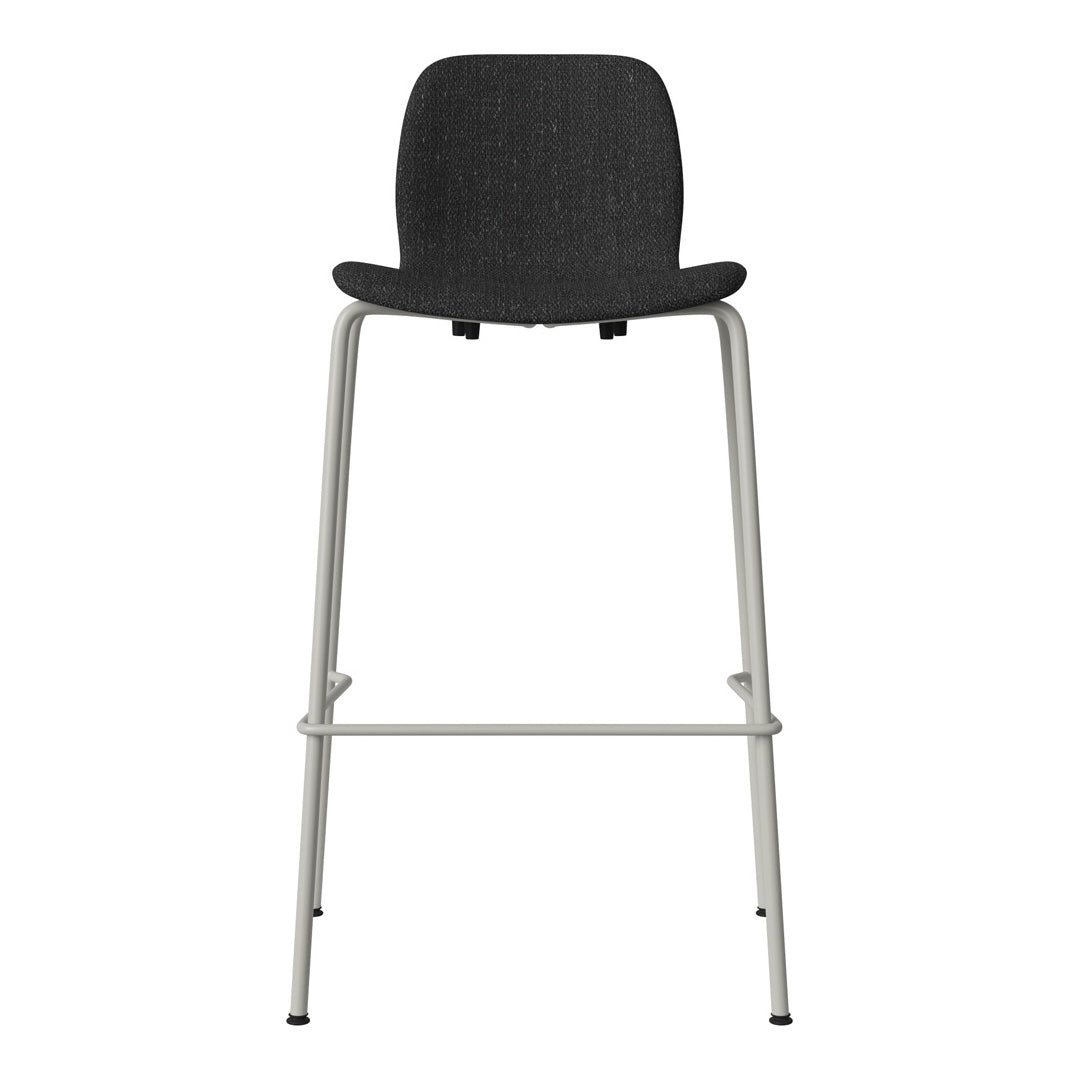 Seed Bar Chair - Upholstered - Steel Base, Grey Lacquered