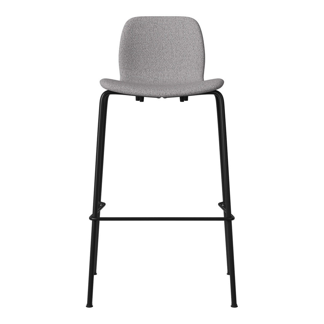 Seed Bar Chair - Upholstered - Steel Base, Black Lacquered