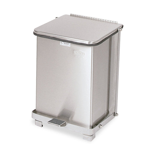 DEFENDERS BIOHAZARD STEP CAN, SQUARE, STEEL, 7 GAL, STAINLESS STEEL