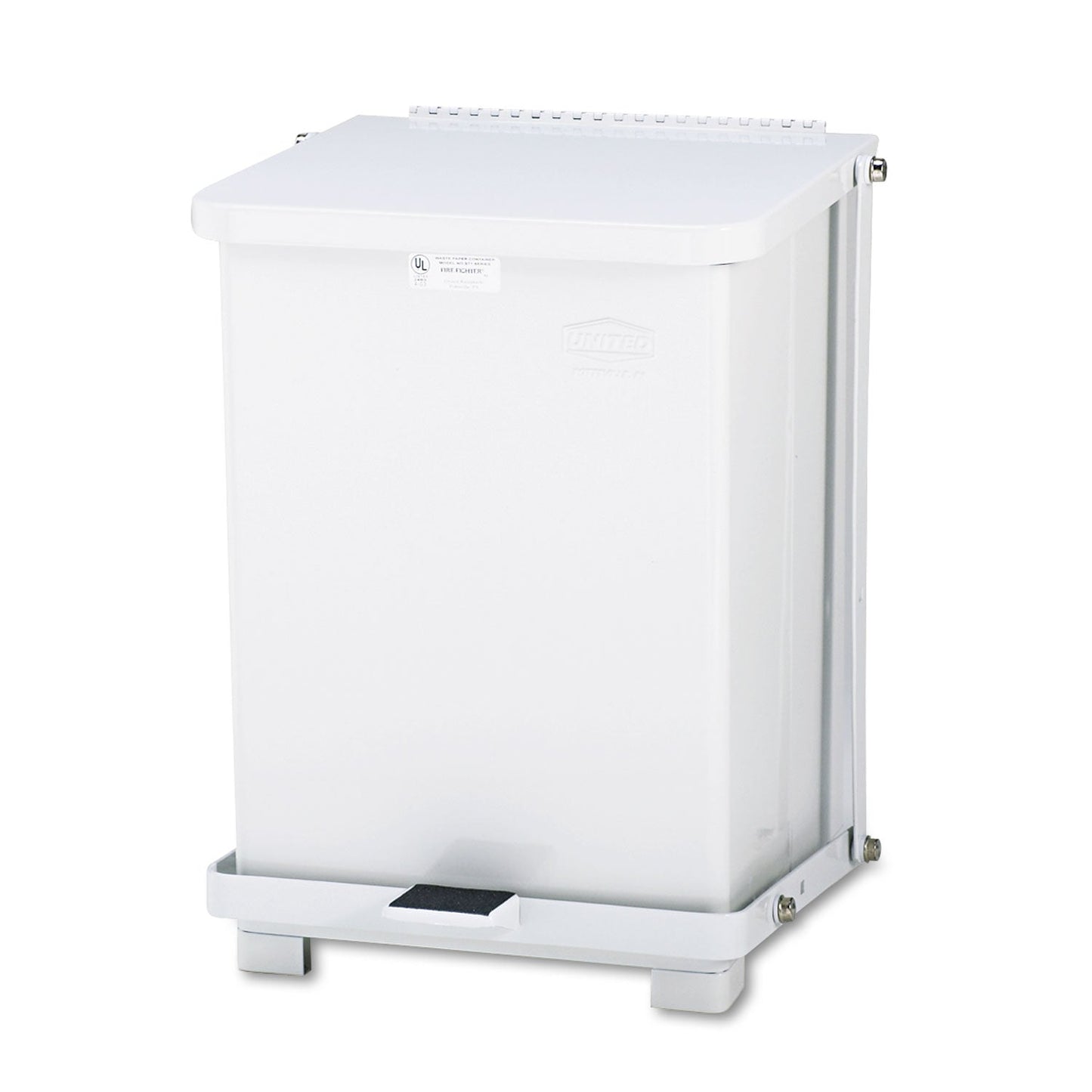 DEFENDERS BIOHAZARD STEP CAN, SQUARE, STEEL, 7 GAL, WHITE