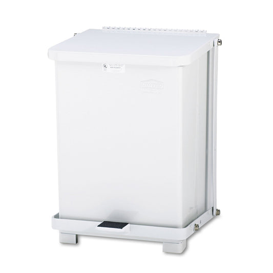 DEFENDERS BIOHAZARD STEP CAN, SQUARE, STEEL, 7 GAL, WHITE