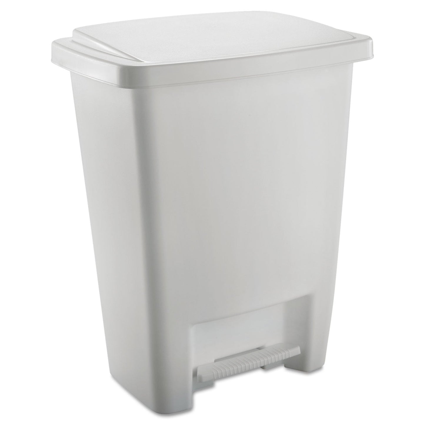 STEP-ON WASTE CAN, RECTANGULAR, PLASTIC, 8.25 GAL, WHITE