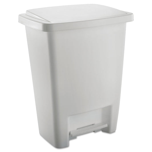 STEP-ON WASTE CAN, RECTANGULAR, PLASTIC, 8.25 GAL, WHITE