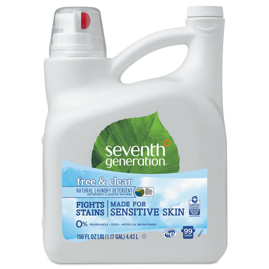 NATURAL 2X CONCENTRATE LIQUID LAUNDRY DETERGENT, FREE/CLEAR, 99 LOADS,150OZ,4/CT
