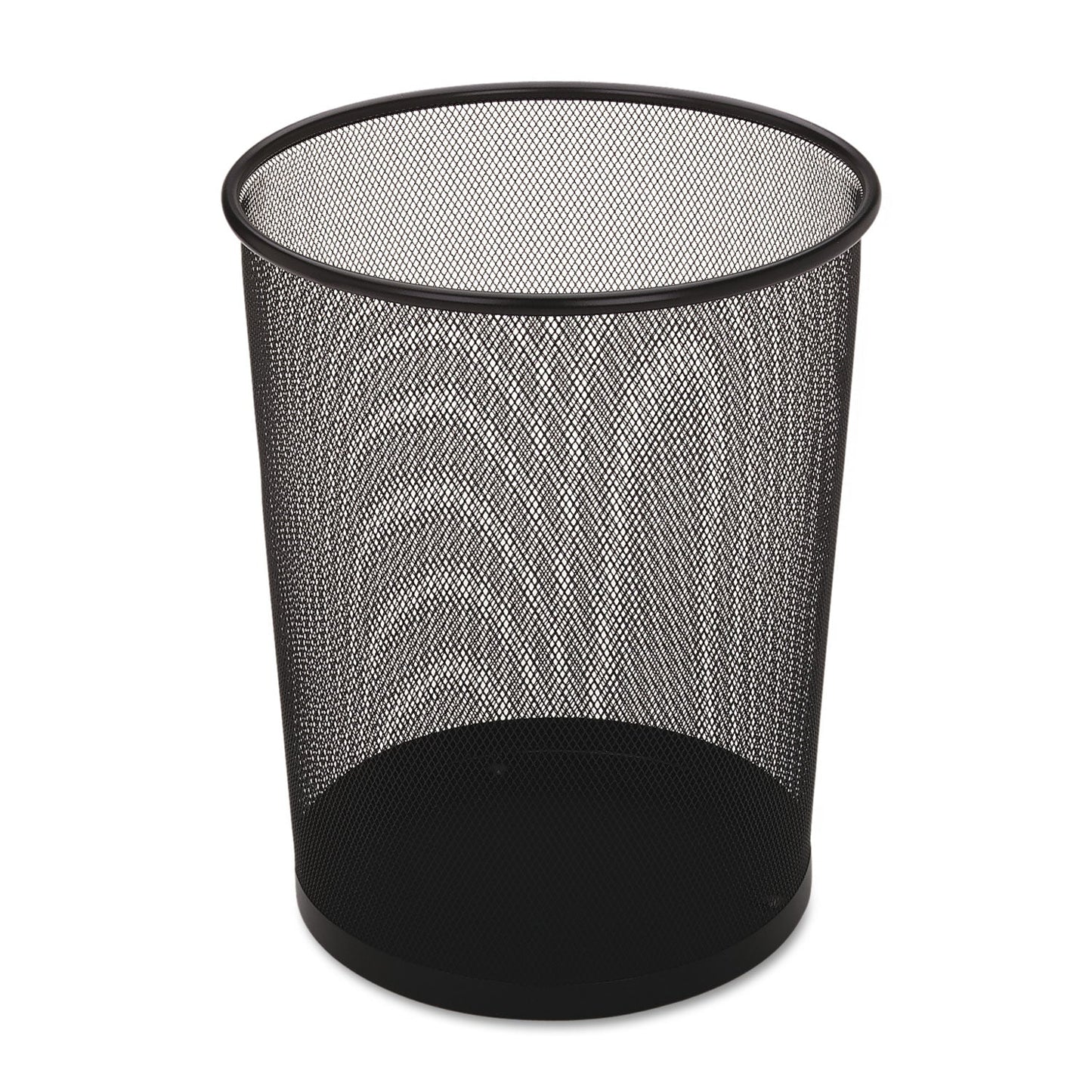 STEEL MESH WASTEBASKET, ROUND, 5 GAL, BLACK, 6/CARTON