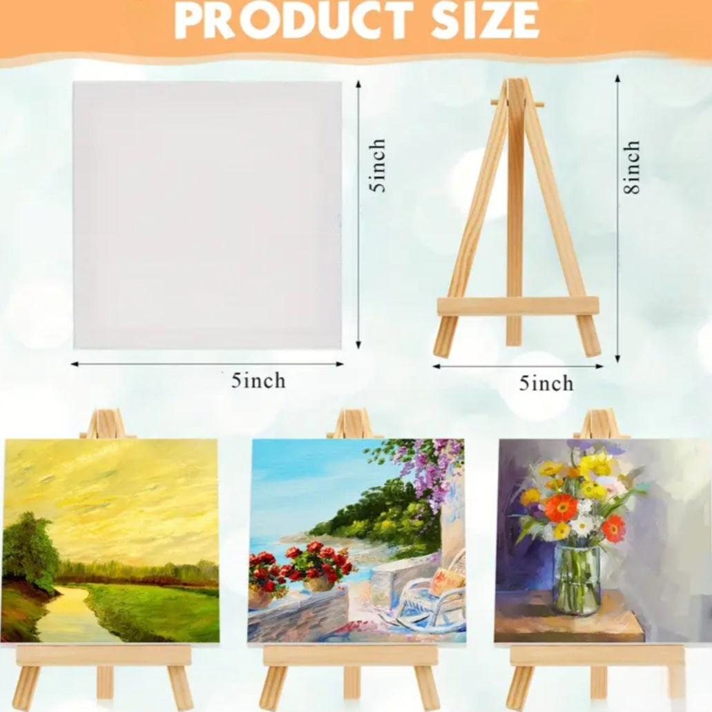 Mini Art Canvases & Wood Easel 4 x 6 or 5 x 7