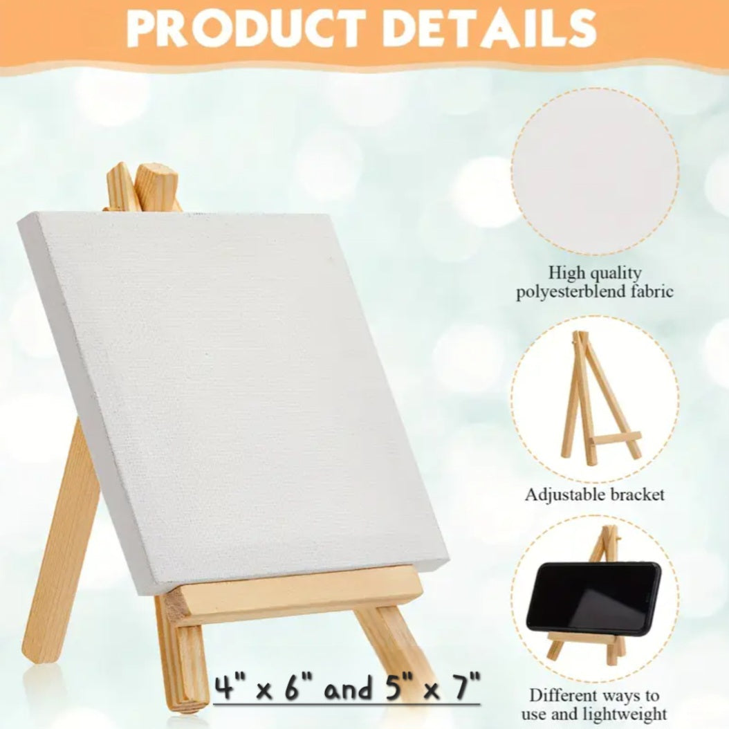Mini Art Canvases & Wood Easel 4 x 6 or 5 x 7