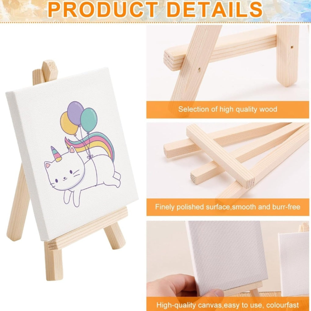 Mini Art Canvases & Wood Easel 4 x 6 or 5 x 7