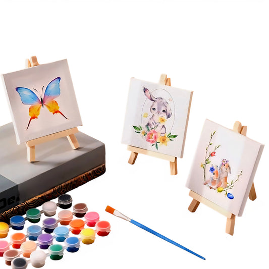 Mini Art Canvases & Wood Easel 4 x 6 or 5 x 7