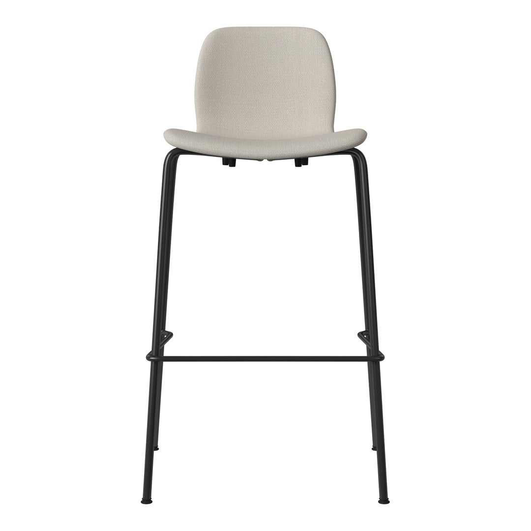 Seed Bar Chair - Upholstered - Steel Base, Black Lacquered