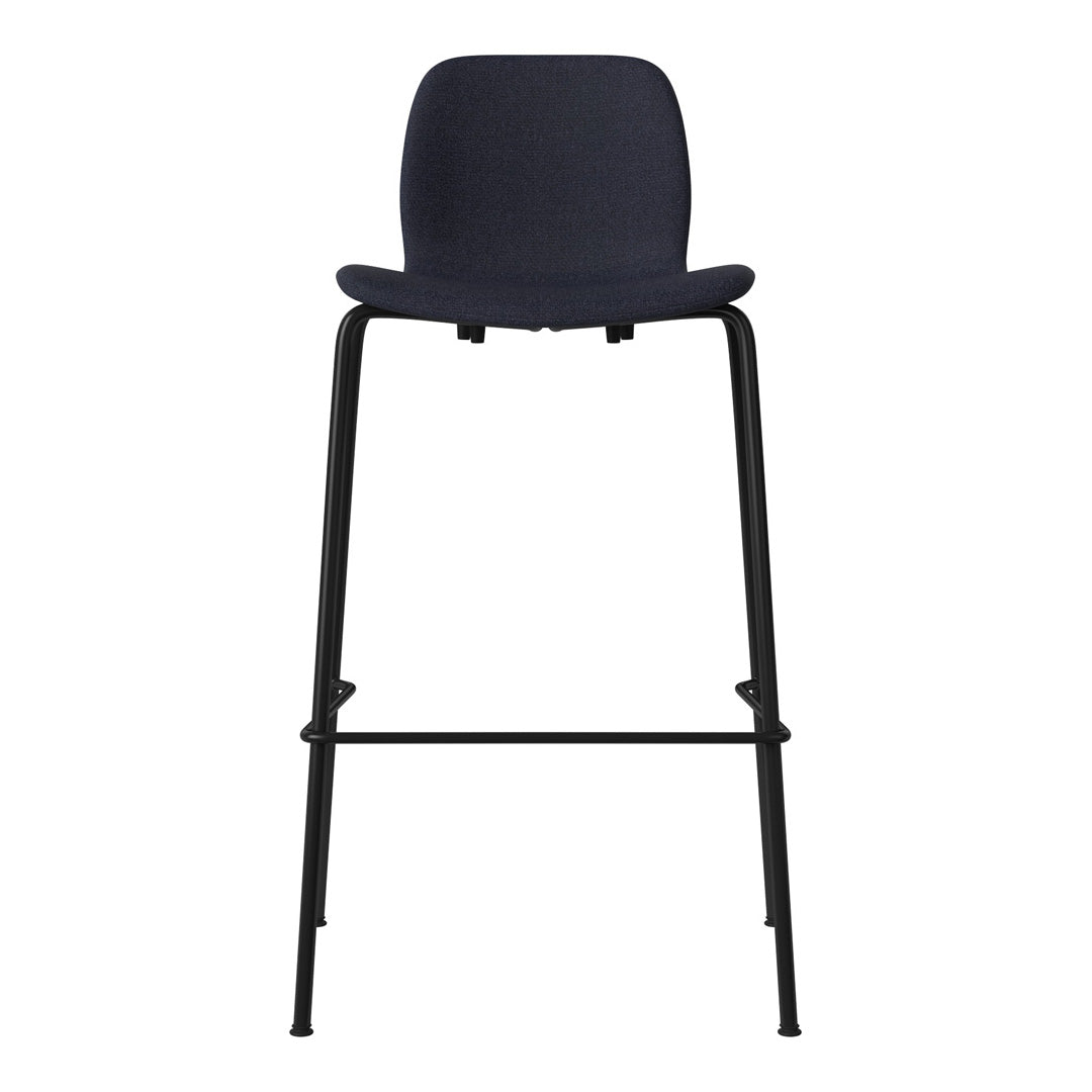 Seed Bar Chair - Upholstered - Steel Base, Black Lacquered