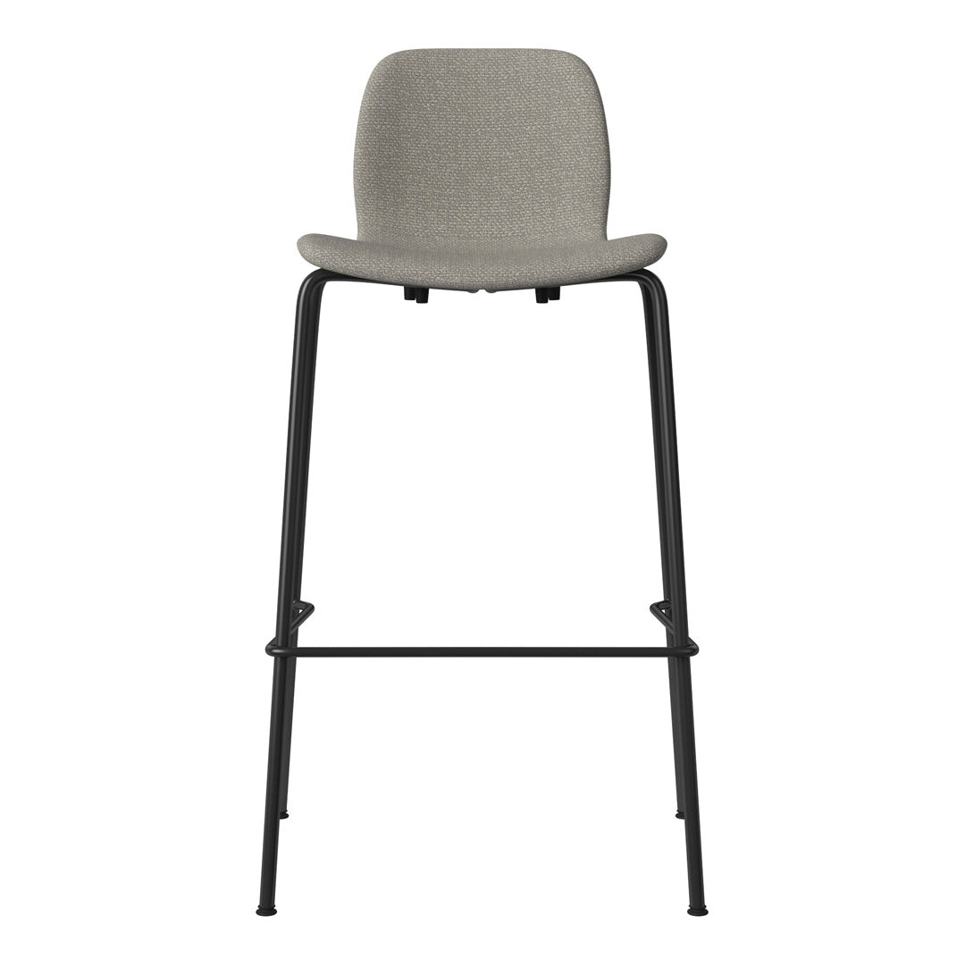 Seed Bar Chair - Upholstered - Steel Base, Black Lacquered