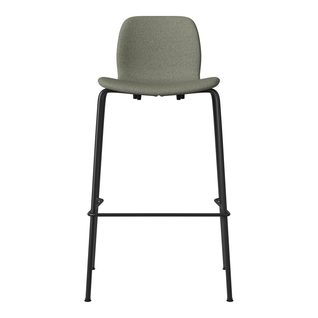 Seed Bar Chair - Upholstered - Steel Base, Black Lacquered