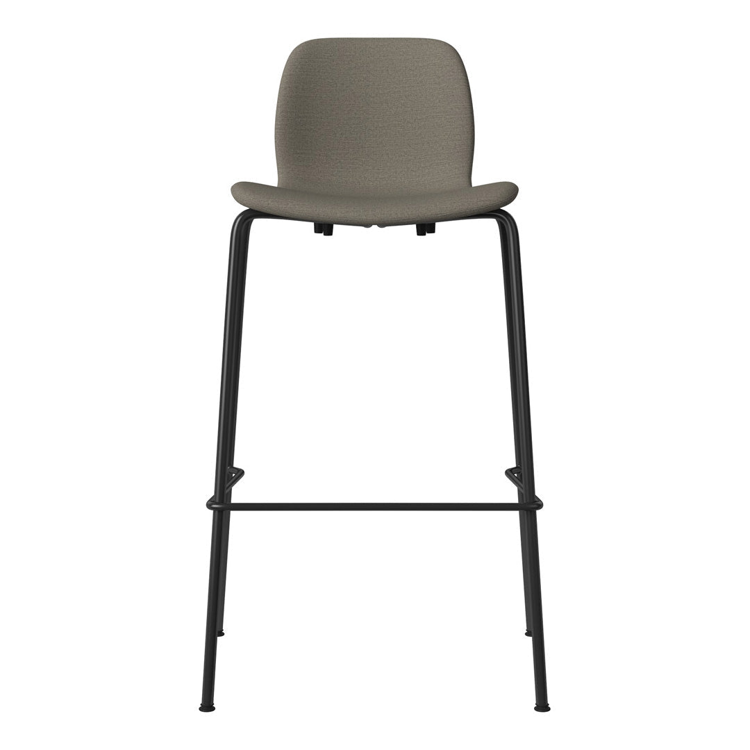 Seed Bar Chair - Upholstered - Steel Base, Black Lacquered