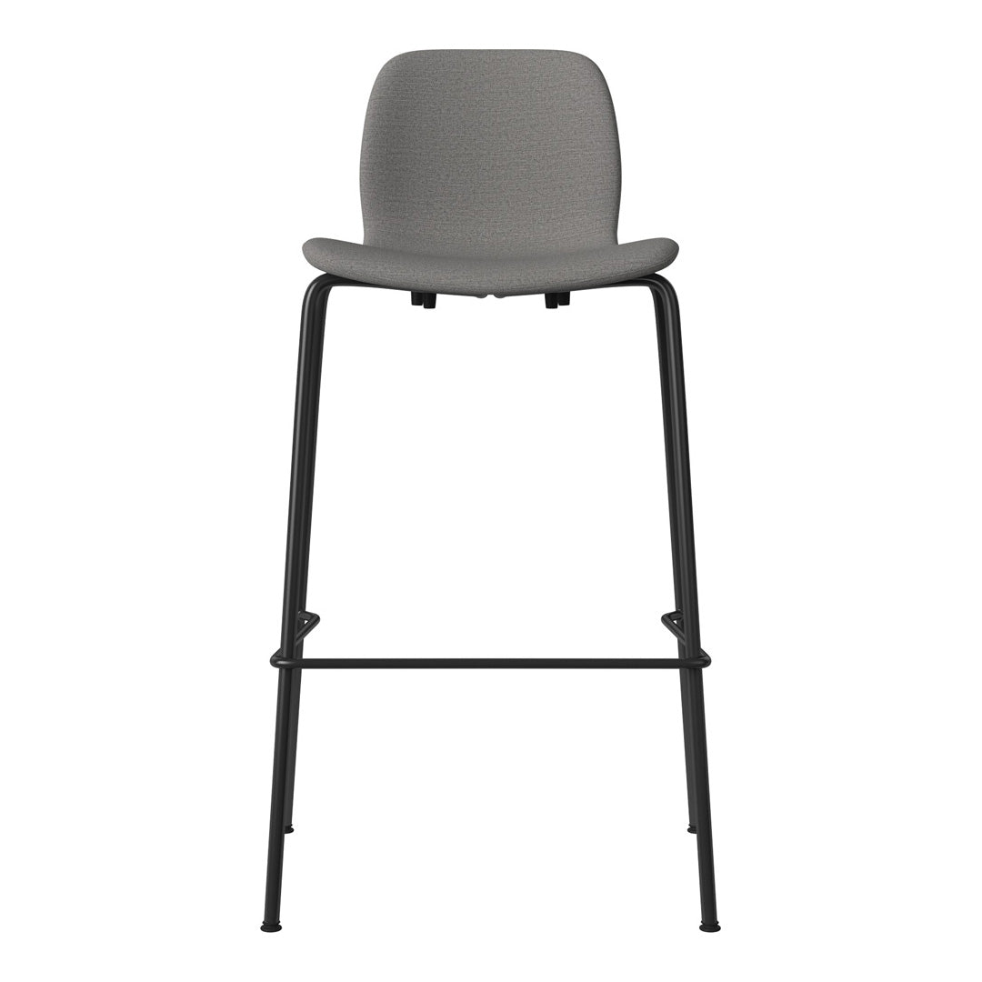 Seed Bar Chair - Upholstered - Steel Base, Black Lacquered