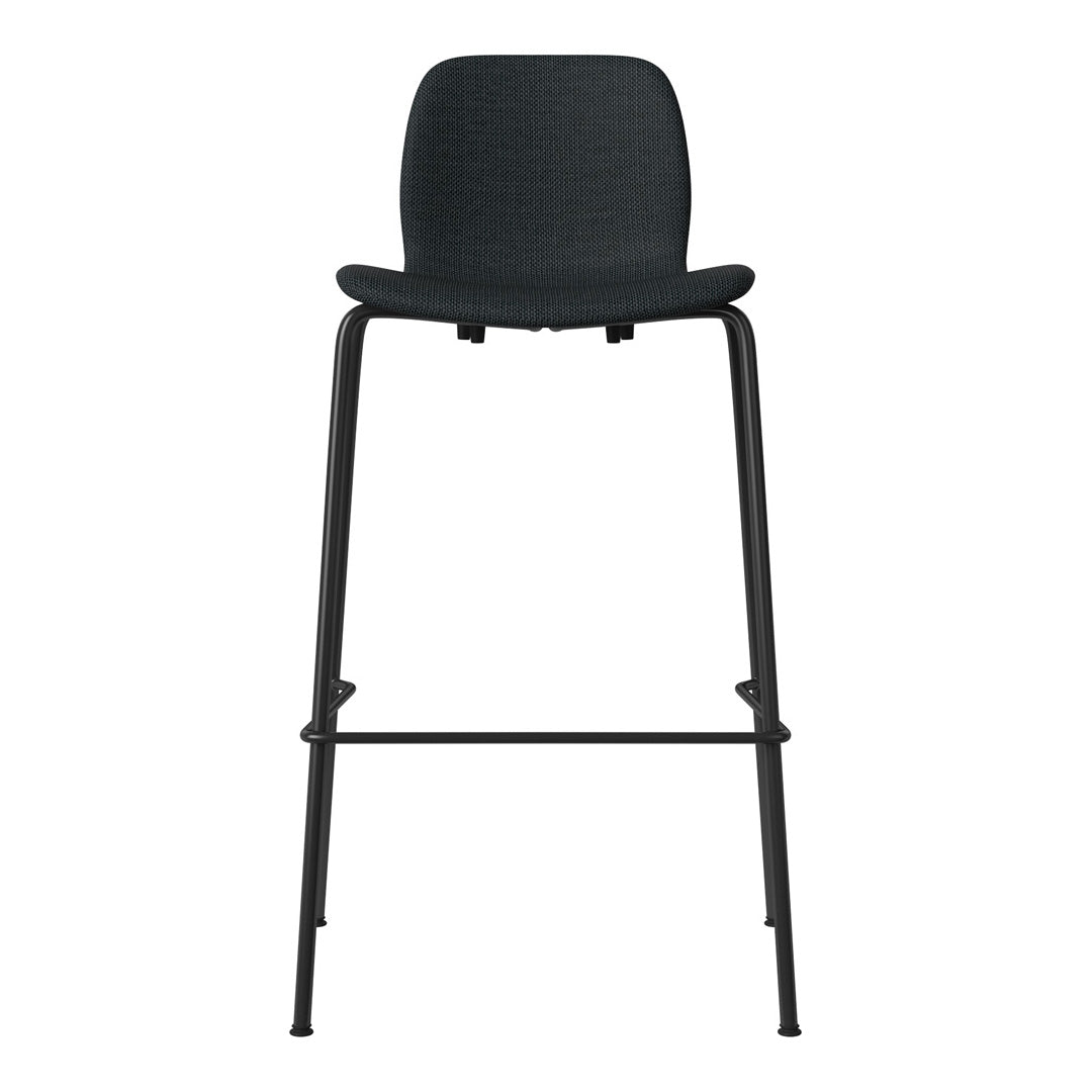 Seed Bar Chair - Upholstered - Steel Base, Black Lacquered