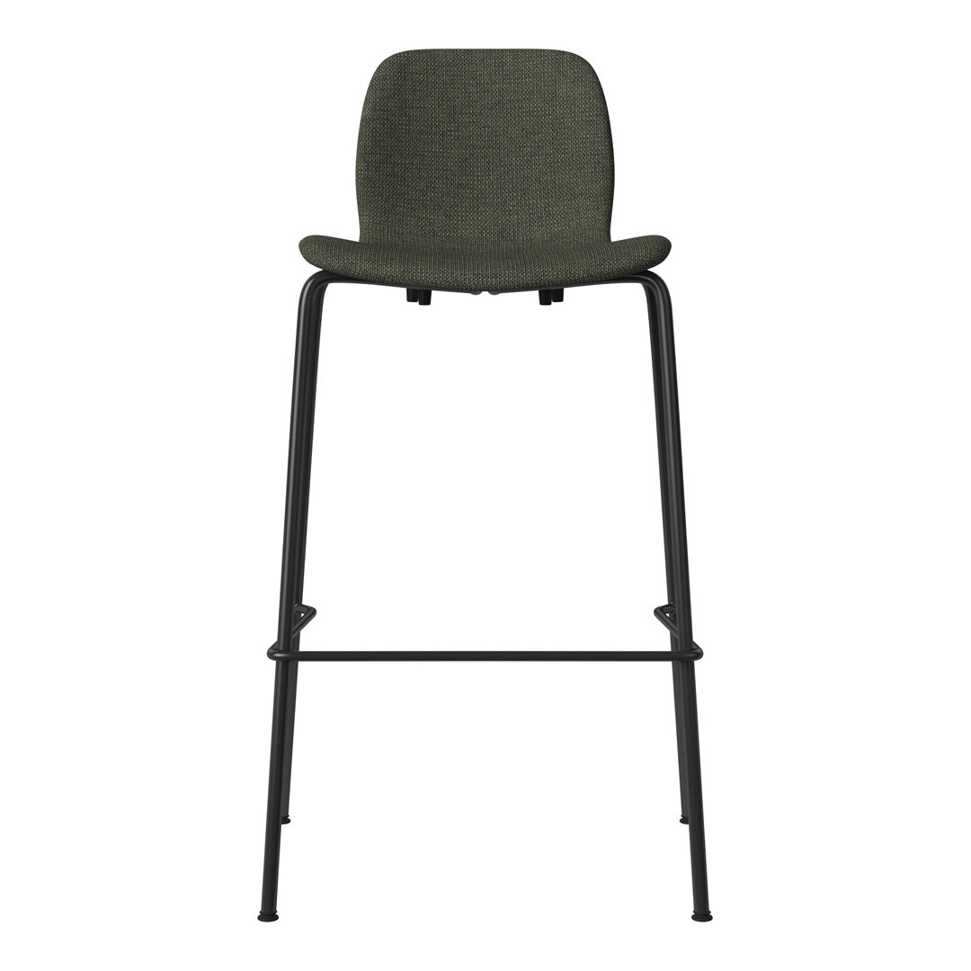 Seed Bar Chair - Upholstered - Steel Base, Black Lacquered