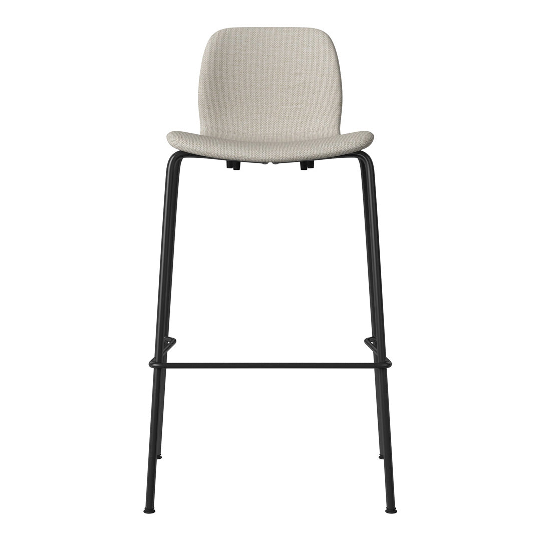 Seed Bar Chair - Upholstered - Steel Base, Black Lacquered