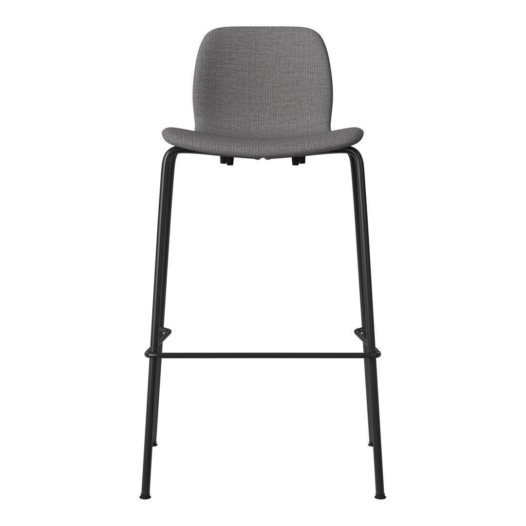 Seed Bar Chair - Upholstered - Steel Base, Black Lacquered