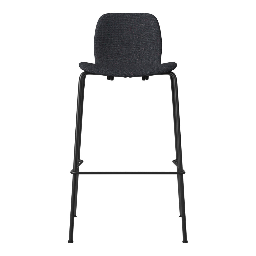 Seed Bar Chair - Upholstered - Steel Base, Black Lacquered