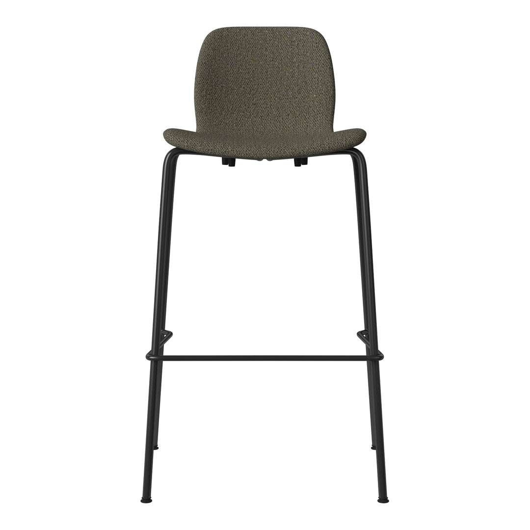 Seed Bar Chair - Upholstered - Steel Base, Black Lacquered