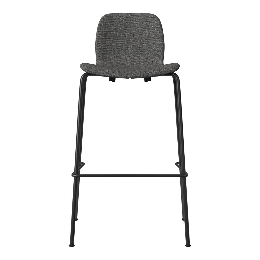 Seed Bar Chair - Upholstered - Steel Base, Black Lacquered