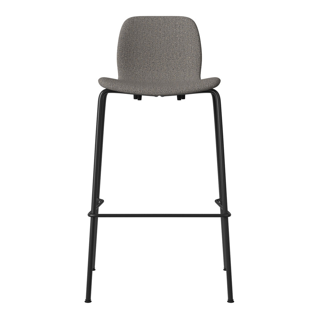 Seed Bar Chair - Upholstered - Steel Base, Black Lacquered