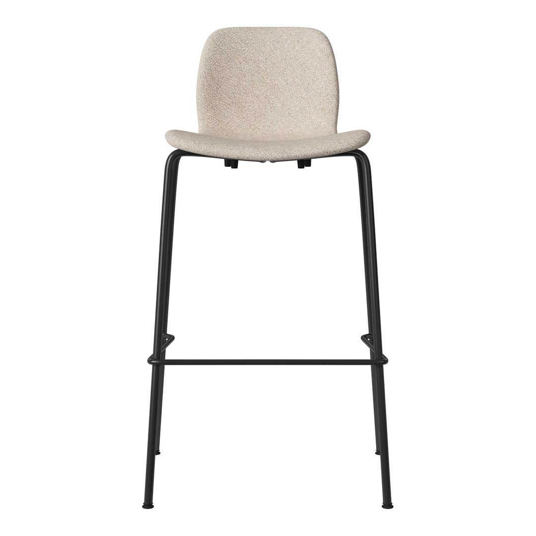 Seed Bar Chair - Upholstered - Steel Base, Black Lacquered
