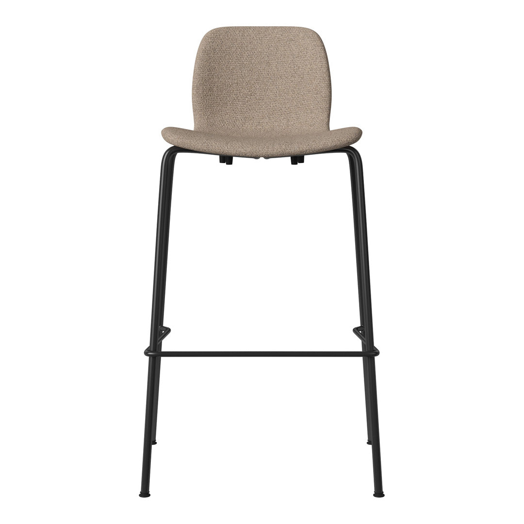 Seed Bar Chair - Upholstered - Steel Base, Black Lacquered