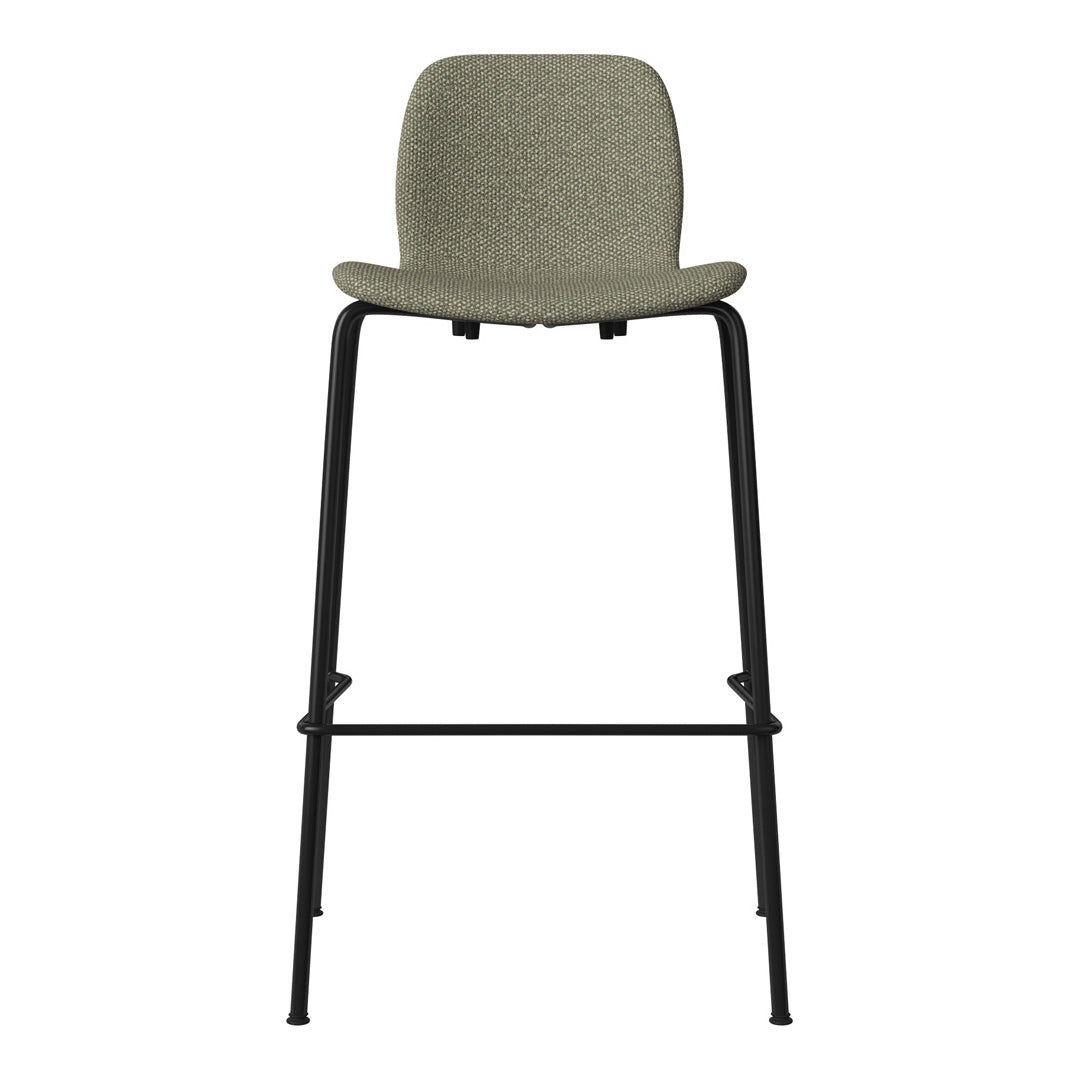 Seed Bar Chair - Upholstered - Steel Base, Black Lacquered