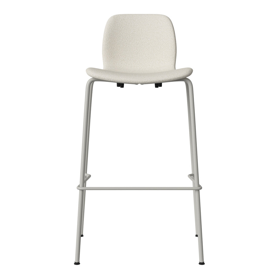 Seed Bar Chair - Upholstered - Steel Base, Grey Lacquered