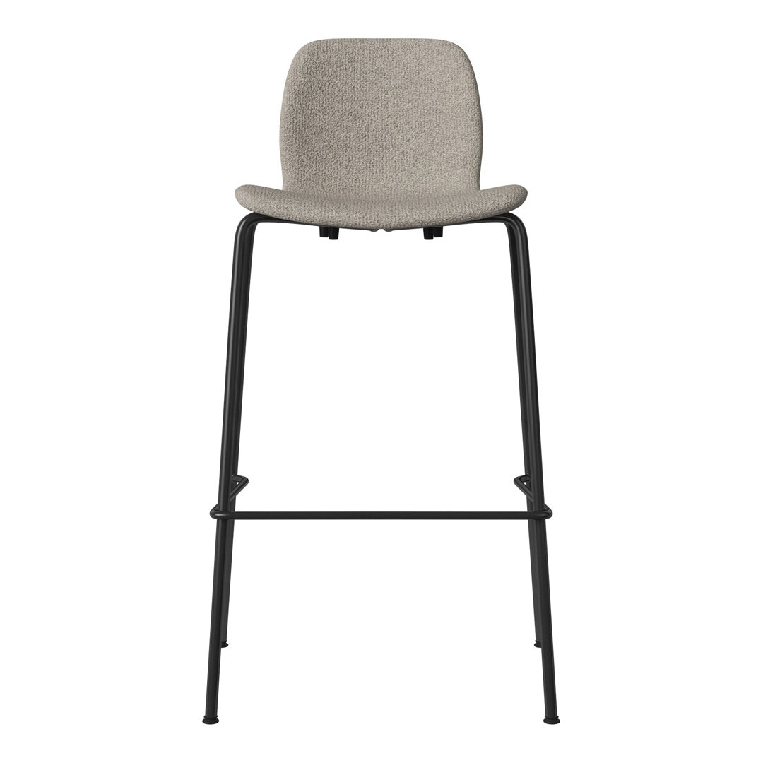 Seed Bar Chair - Upholstered - Steel Base, Black Lacquered