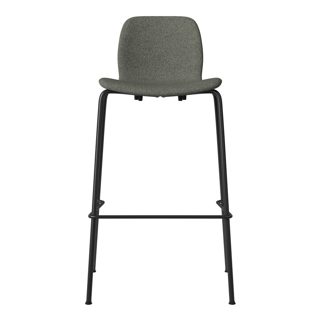 Seed Bar Chair - Upholstered - Steel Base, Black Lacquered