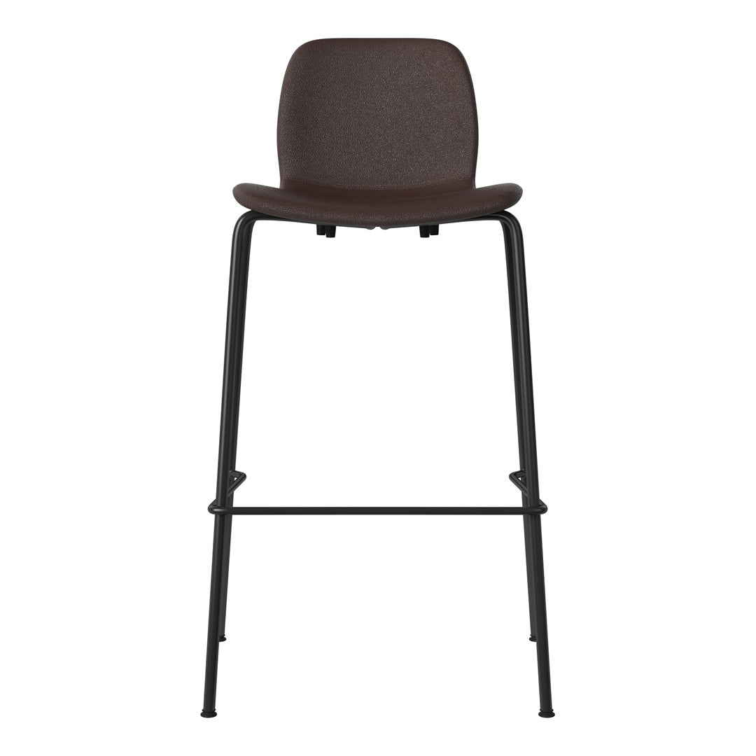Seed Bar Chair - Upholstered - Steel Base, Black Lacquered