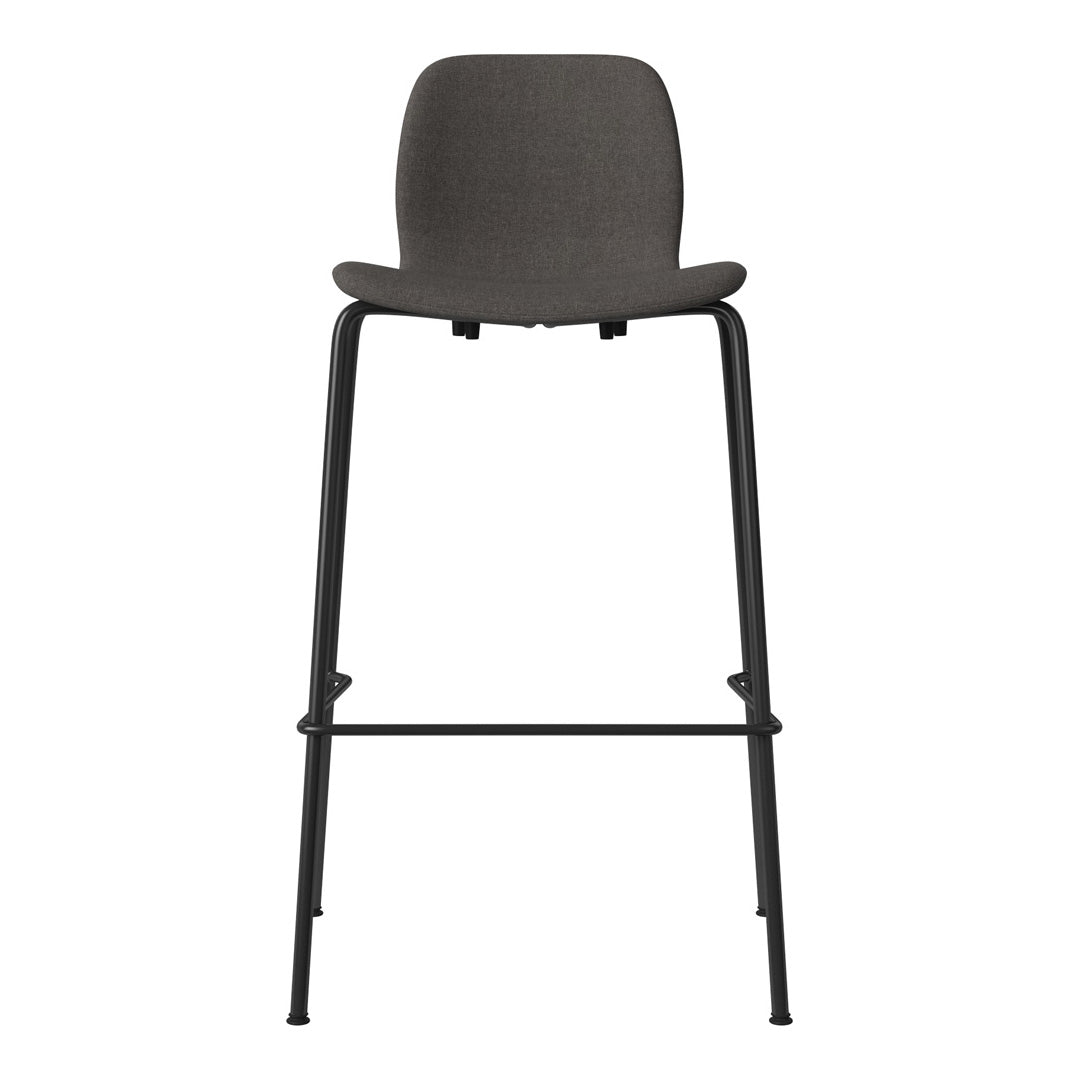 Seed Bar Chair - Upholstered - Steel Base, Black Lacquered