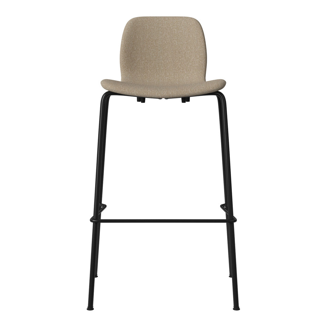 Seed Bar Chair - Upholstered - Steel Base, Black Lacquered