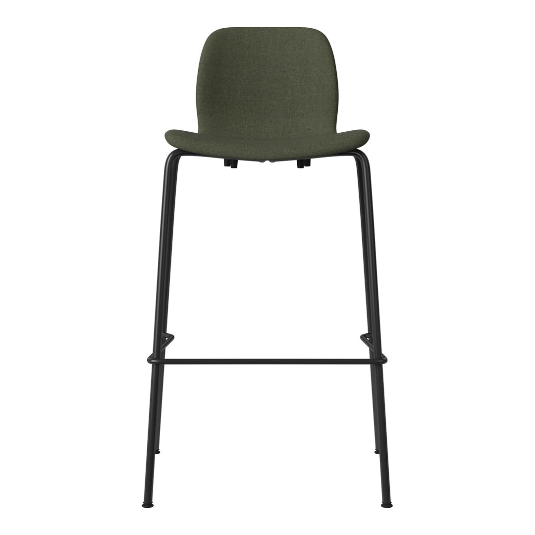 Seed Bar Chair - Upholstered - Steel Base, Black Lacquered