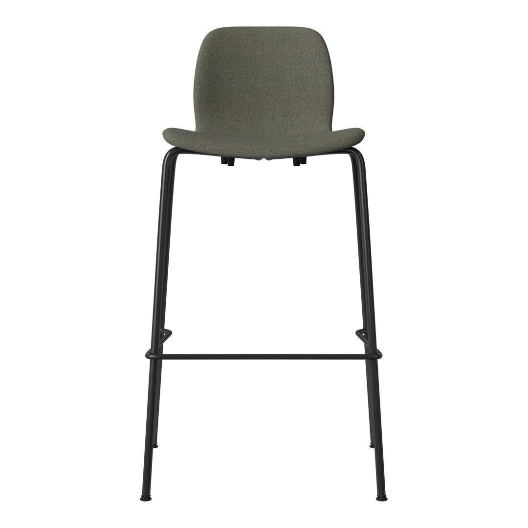 Seed Bar Chair - Upholstered - Steel Base, Black Lacquered