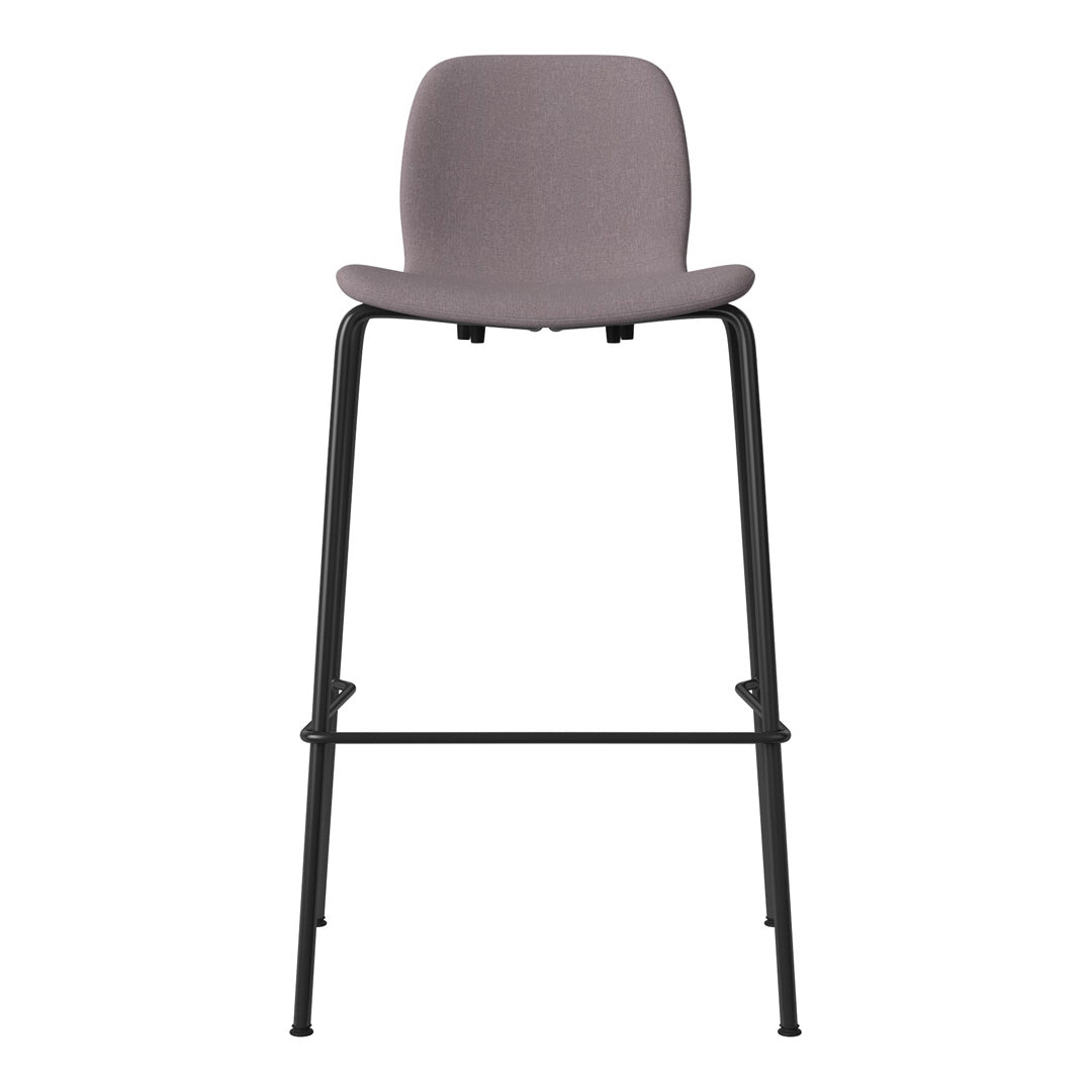 Seed Bar Chair - Upholstered - Steel Base, Black Lacquered