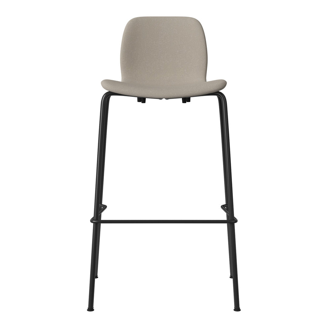 Seed Bar Chair - Upholstered - Steel Base, Black Lacquered