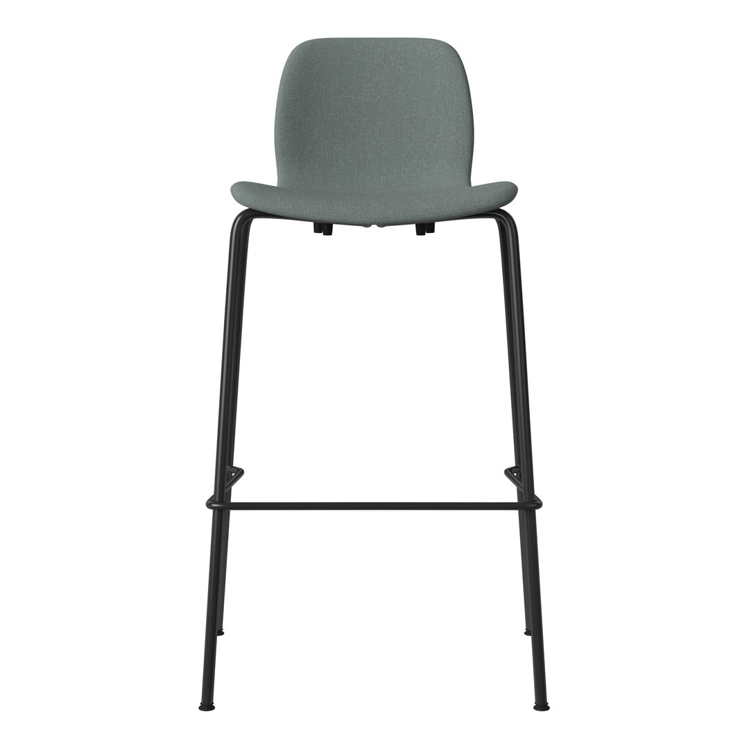 Seed Bar Chair - Upholstered - Steel Base, Black Lacquered
