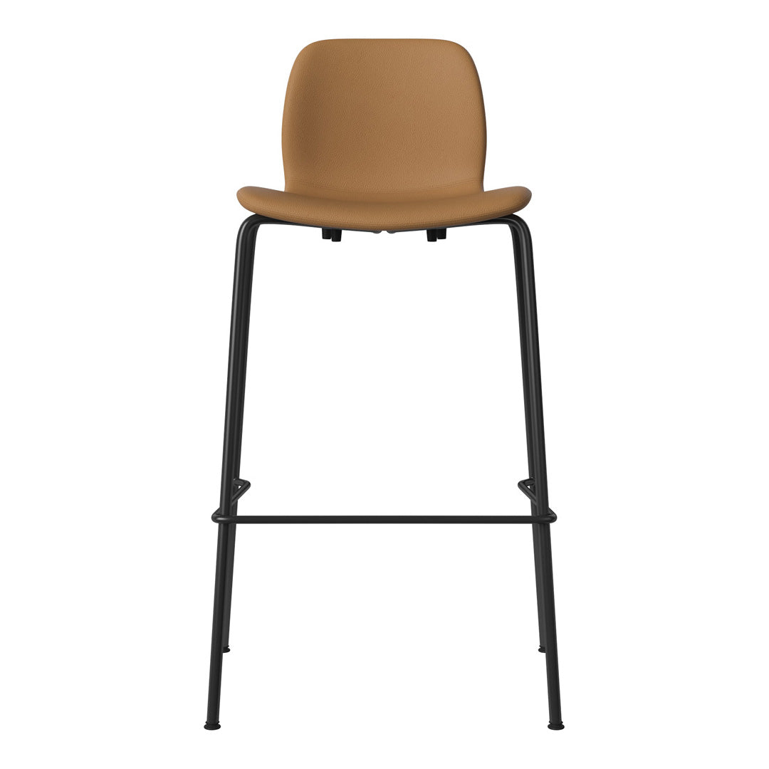 Seed Bar Chair - Upholstered - Steel Base, Black Lacquered